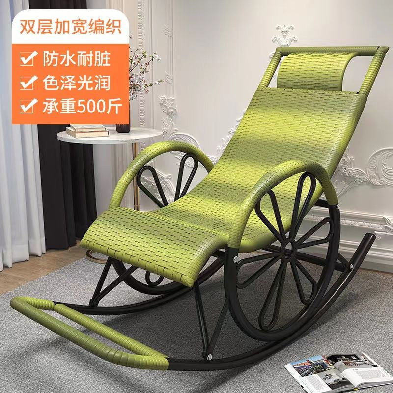 Rocking Chair Recliner Rocking Lazy Chair Rattan Chair for Adults Home Outdoor Living Room Balcony Nap Elderly Leisure Rattan Chair Factory