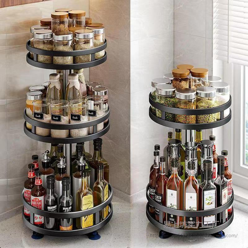 Kitchen Rotating Spice Rack Kitchen Countertop Supplies Seasoning Storage Rack360Rotating Kitchen Storage Rack Organizer