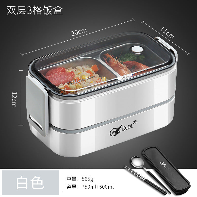 304Stainless Steel Sealed Insulated Lunch Box for Students and Office Workers, Microwave Safe, Double-Layer Lunch Container