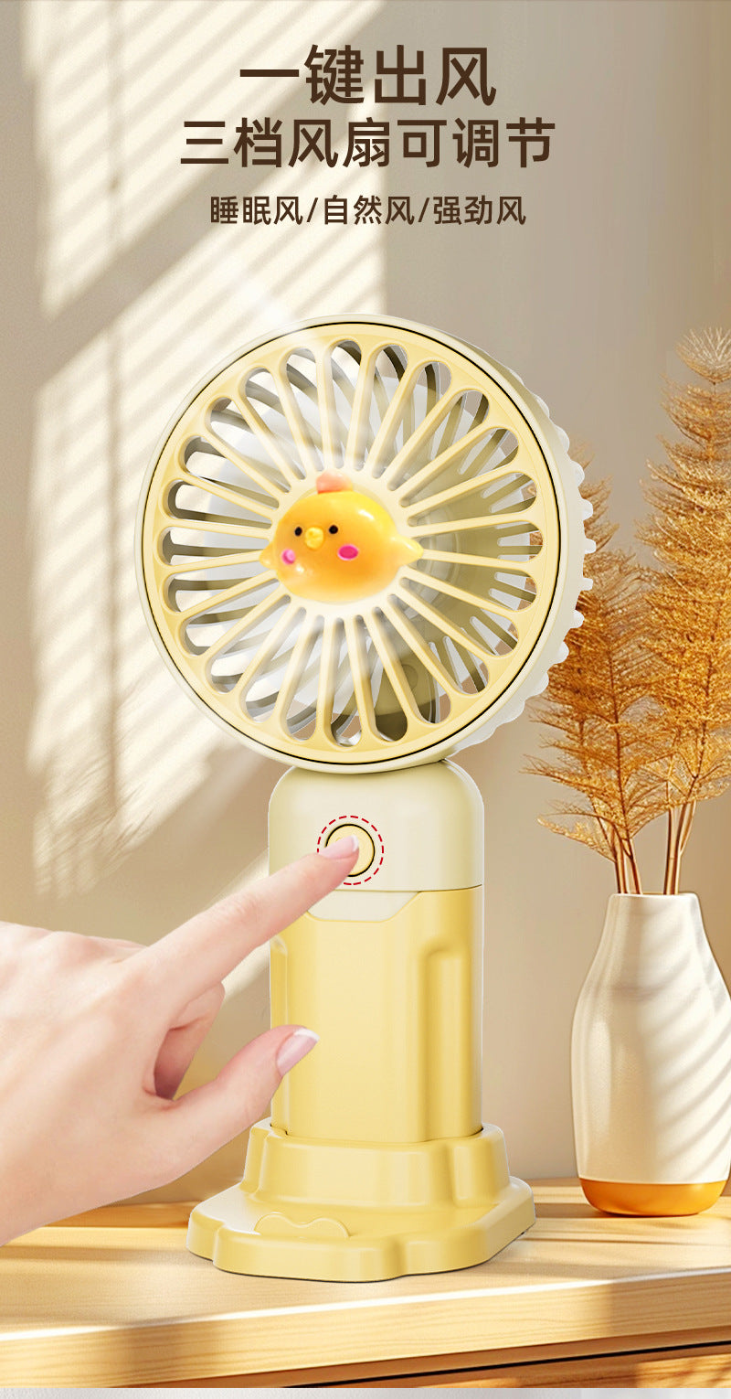 Children's Small Handheld Fan Student Gift Portable Cartoon Mini Portable Rechargeable Small Desktop Fan