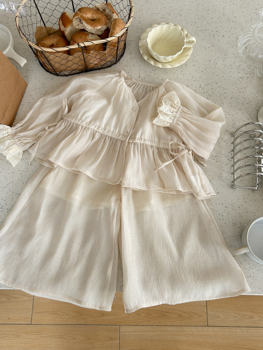 High-end socialite temperament girls' summer outfit2024High-end Sun Protection Shirt and Tea Break Skirt Hot-selling Two-piece Set