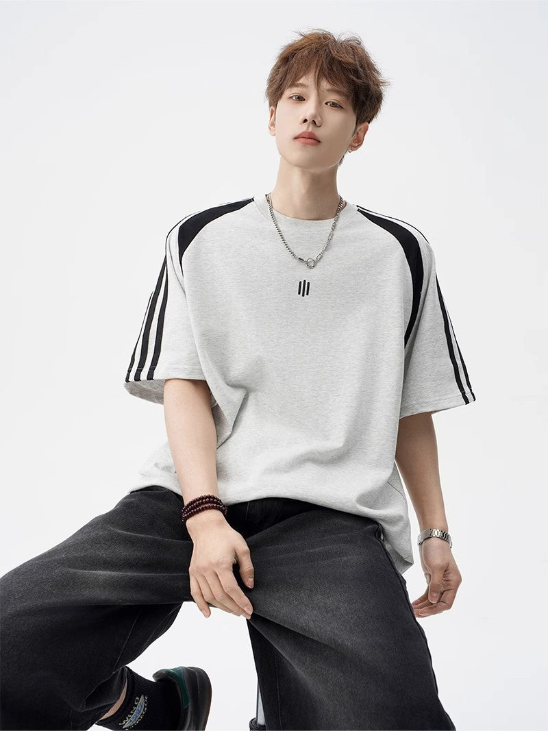 2025New Trendy Ice Silk Short Sleeves t Men's Round Neck Pullover Top Summer American Style Heavy Loose T-Shirt