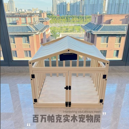 New Parker Solid Wood Cat and Dog Fence Pet Escape-Proof Splicing Barrier Indoor Outdoor Transparent Wooden Slats Panoramic Nest