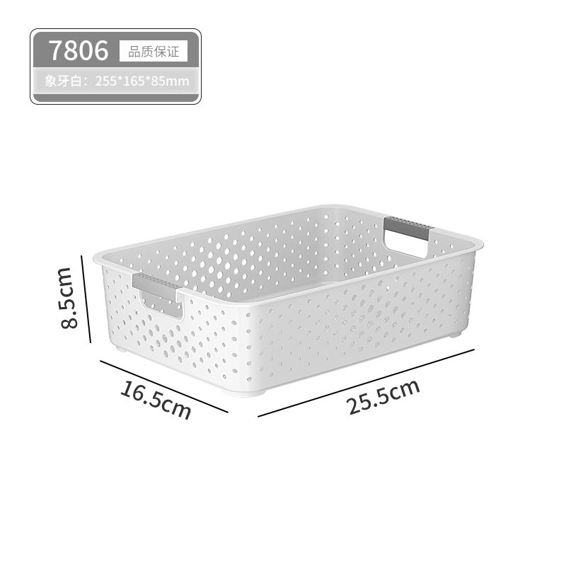 Japanese Style Kitchen Plastic Storage Basket Household Hollow Out Organizer Storage Box Handheld Bathroom Desktop Cosmetic Storage Basket