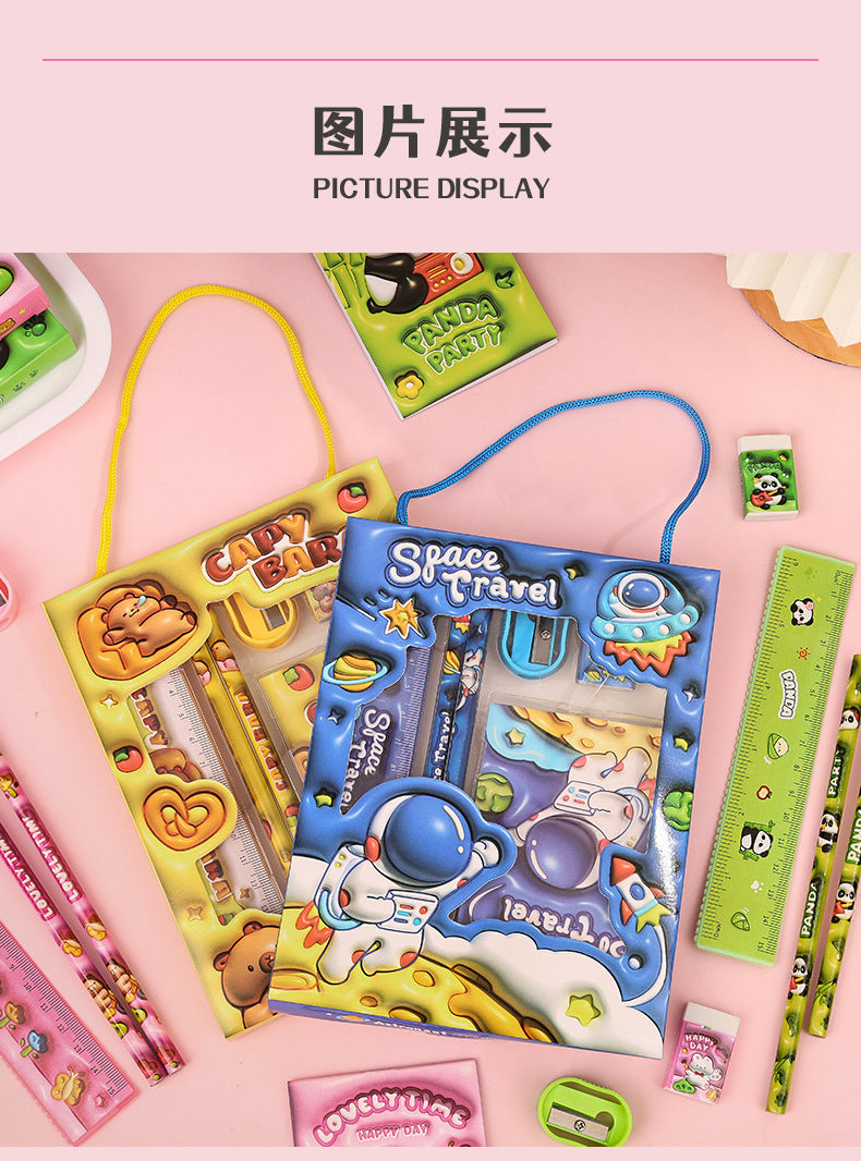 Creative Pencil Six-piece Stationery Set Handheld Gift Box Cartoon Elementary School Children's Day Back-to-School Season Gift Wholesale http://detail.1688.com/offer/926357993004.html