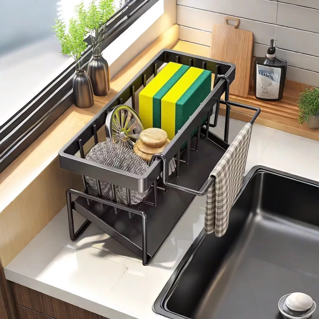 Kitchen Dish Rack Pool Detergent Sponge and Cloth Storage Rack Fabulous Draining Gadget Steel Wire Ball Sink Storage Rack