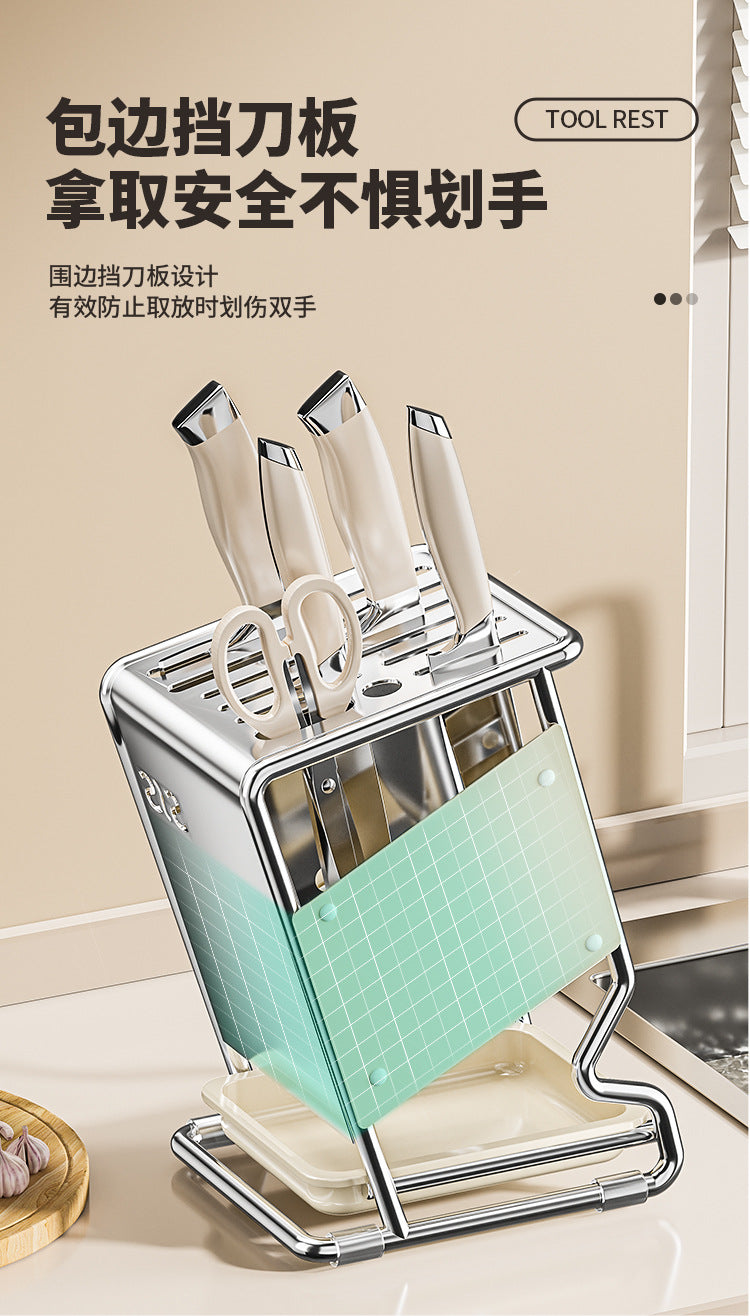 2025New Kitchen Knife Rack Storage Rack Cream Style Multifunctional Countertop Knife Holder Organizer Knife Storage Rack