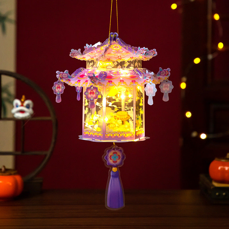 2025Mid-Autumn Festival Ancient Style Handmade Lantern diy Lantern Children's Handheld Palace Lantern Glowing Projection Lantern Chinese Style Lantern