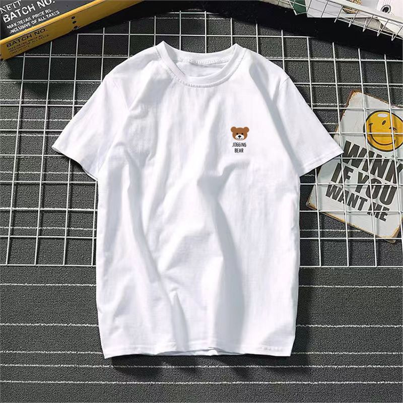 Ice Silk Cool Short Sleeve Men's Loose Student Black and White Half Sleeve T-Shirt Summer Trendy Round Neck T Shirt All-Match Bottoming Shirt