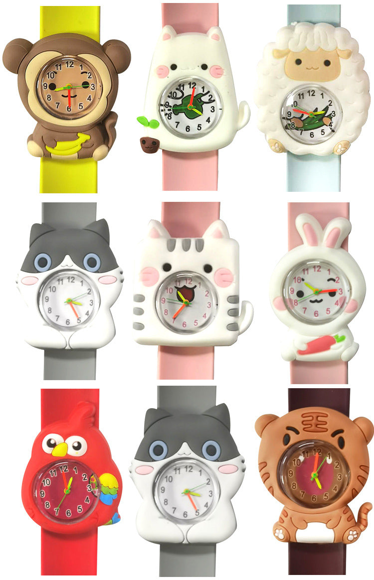 Children's Watch Cartoon Pat Watch Kindergarten Elementary School Silicone Toy Pat Circle Anime Peppa Pig Electronic Watch
