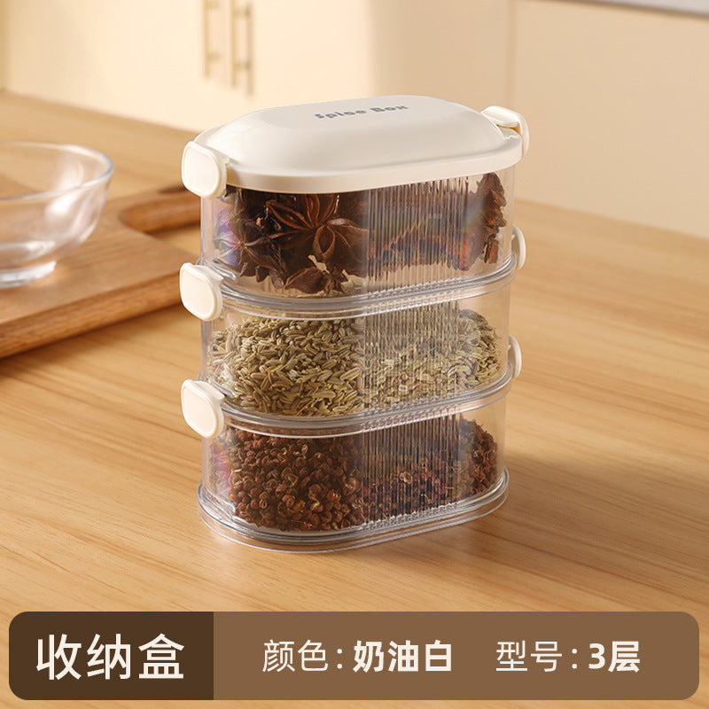 Spice Storage Box Food Grade Compartment Box Household Kitchen Sichuan Pepper Aniseed Seasoning Storage Box Seasoning Sealed Jar