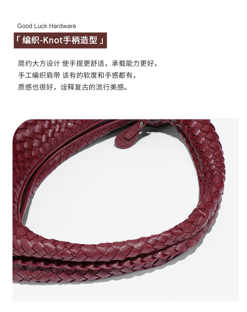 2025New Crescent Moon Women's Bag Fully Handwoven Handheld Dumpling Bag Fashionable Versatile European and American Style Single Shoulder Underarm Bag