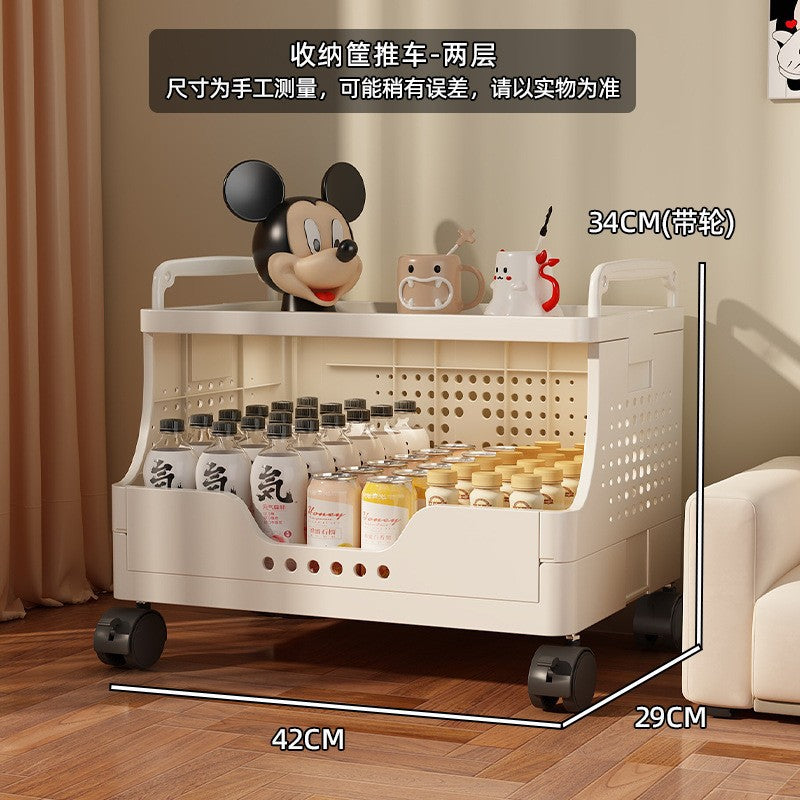 Thickened Floor-standing Small Cart Snack Storage Rack Multi-layer Organizer Living Room Bedroom Large Capacity Storage Organizer Mobile
