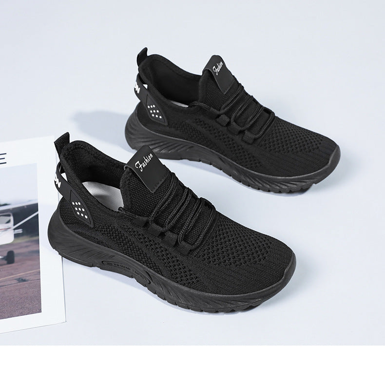 White Flyknit Soft Sole Running Shoes for Women, Summer New Versatile Lightweight Sneakers, Breathable Casual Sports Shoes