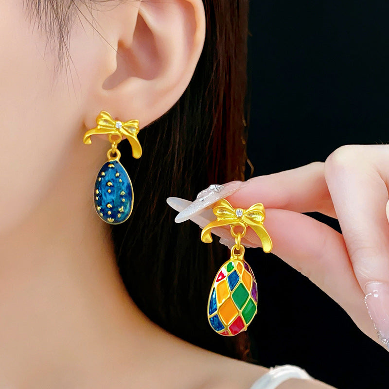 Medieval vintage Water Drop Flower Bow Necklace Palace Style Diamond Inlaid Oil Drop Collarbone Chain High-end Jewelry