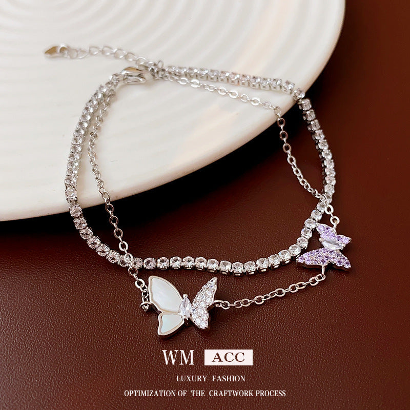 Xiaohongshu Same Style Hot-Selling Zircon Bracelet Light Luxury Niche Exquisite High-End Feel Adjustable Pull Jewelry for Women
