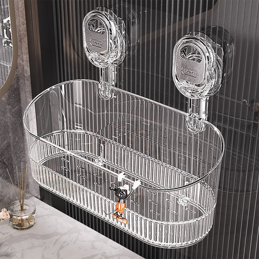 Suction Cup Storage Rack for Home Bathroom Wall, No Drilling, No Trace, Wall-Mounted Storage Box for Washroom Sink