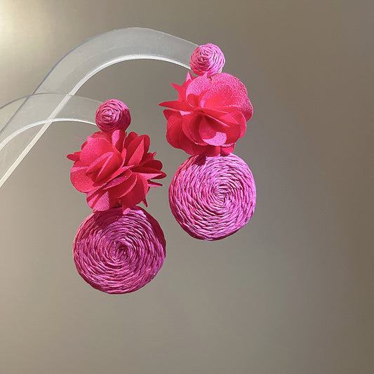 Beach Vacation Style Silver Needle Tassel Earrings Fashion Versatile Sweet Dopamine Earrings High-end Niche Earrings for Women