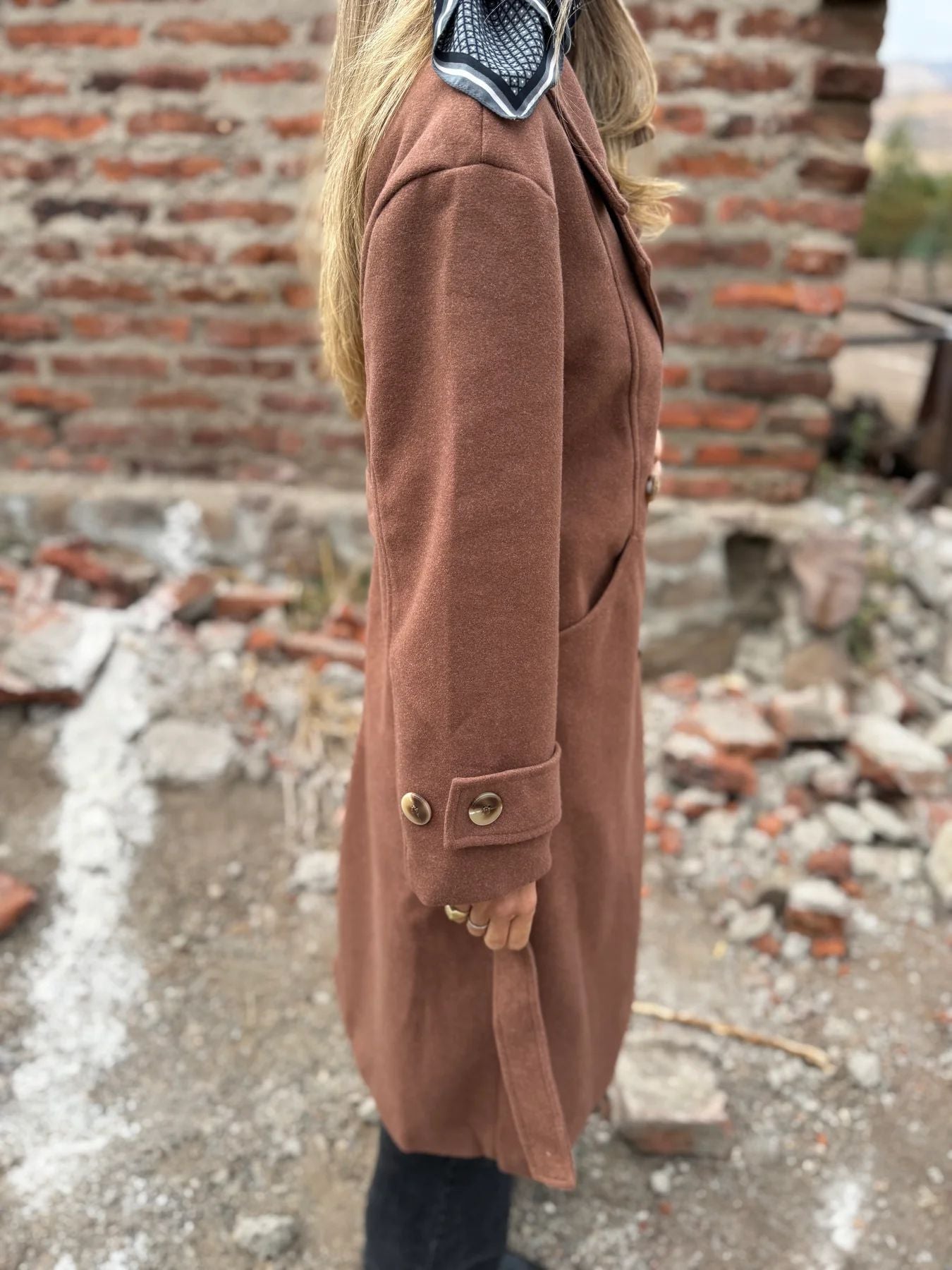 2025Amazon European and American Cross-Border Autumn Winter New Lace-Up Cardigan Casual Long Sleeve Turn-Down Collar Woolen Pocket Coat for Women