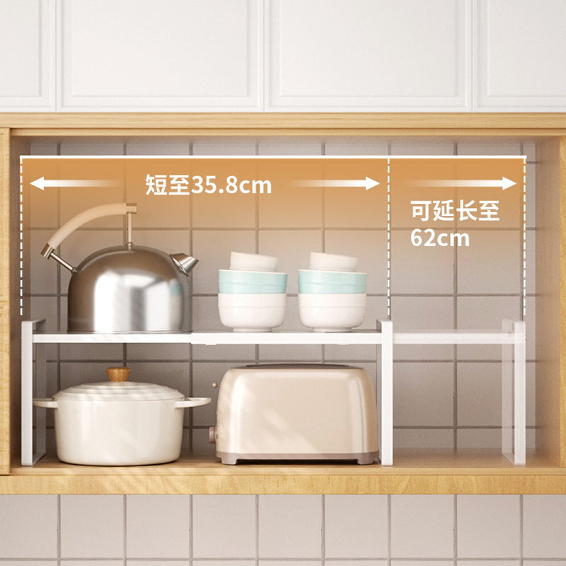 Cabinet Inner Layered Storage Rack Kitchen Countertop White Desktop Storage Rack Organizer Shelf for Seasonings, Bowls, Plates, and Cookware