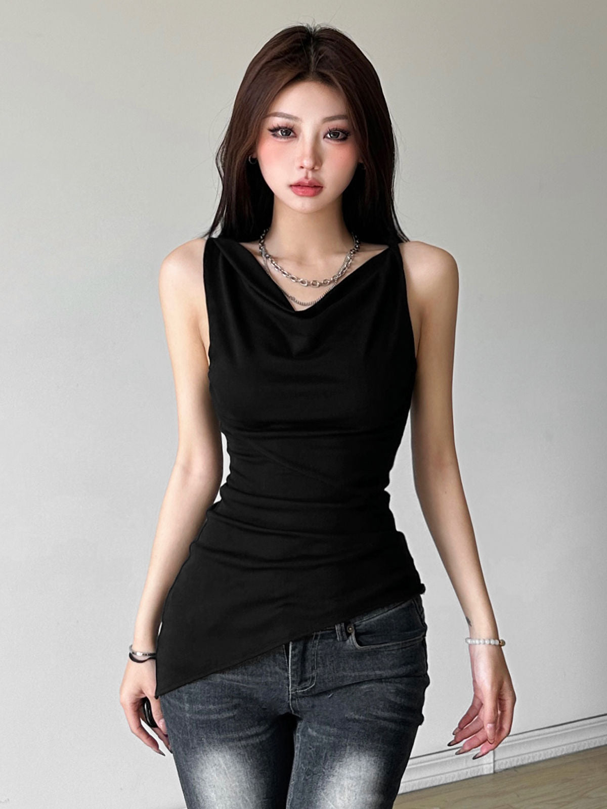 Women’s Multi-wear Collarbone Thin Shoulder T-shirt Summer
