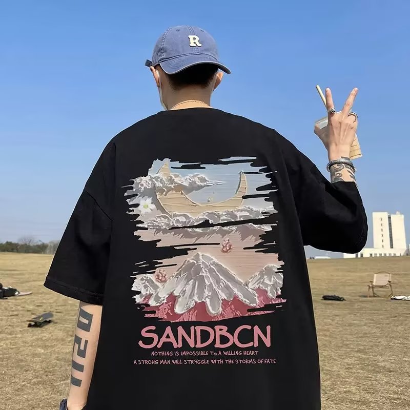 Summer New Short Sleeve Loose t T-shirt Men Fashion Brands Casual Half Sleeve Trendy T-shirt Bottoming Shirt Half Sleeve Shirt
