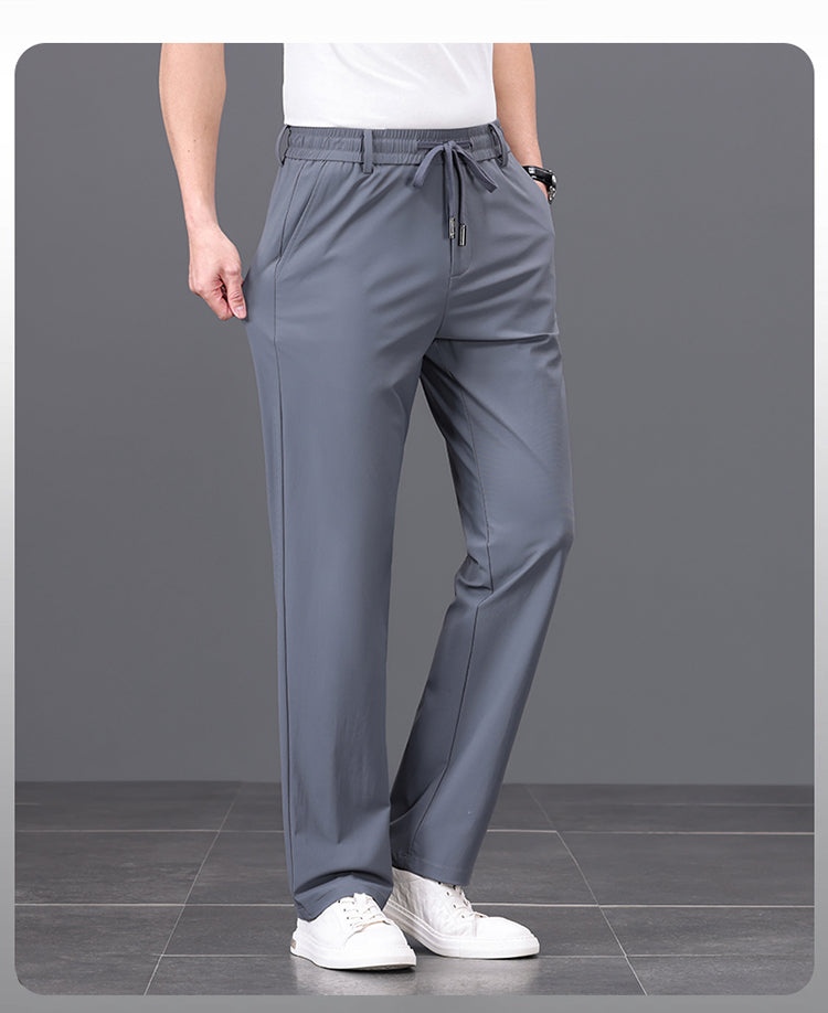 Ice Silk Men's Pants2025New Men's Casual Pants Summer Thin Loose Straight Sports Pants Quick-Dry Trousers