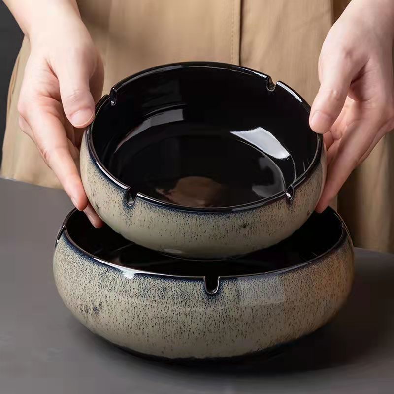 Large Ashtray Creative Personality Ceramic Ashtray Home Retro Chinese Style Living Room Light Luxury Office Trendy Ashtray