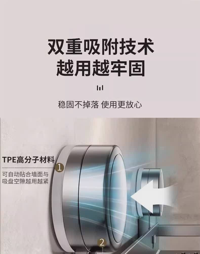 Space Aluminum Bathroom Suction Cup Storage Rack Wall-Mounted No-Drill Towel Rack Washstand Multifunctional Organizer