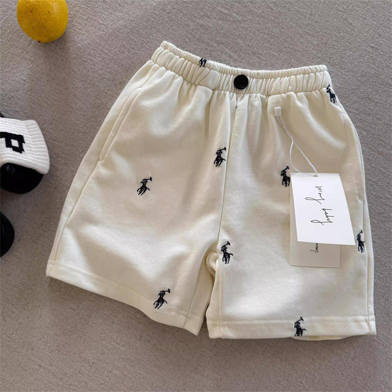 Little Bear Children's Shorts 25 Summer Boys and Girls Japanese Style Cartoon Striped Casual Pants Baby Toddler Fashionable Five-Point Shorts