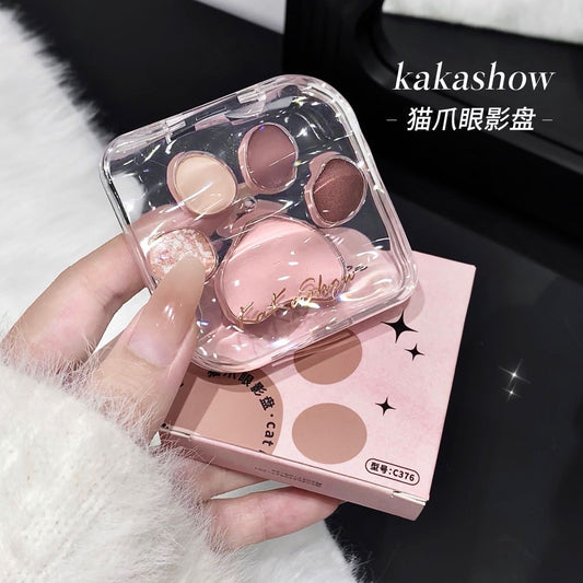 kakashow Cat Paw Eyeshadow Palette Pearlescent Matte Fine Glitter Korean Style Colorful Aegyo-sal Blush Rouge All-in-One Palette C376