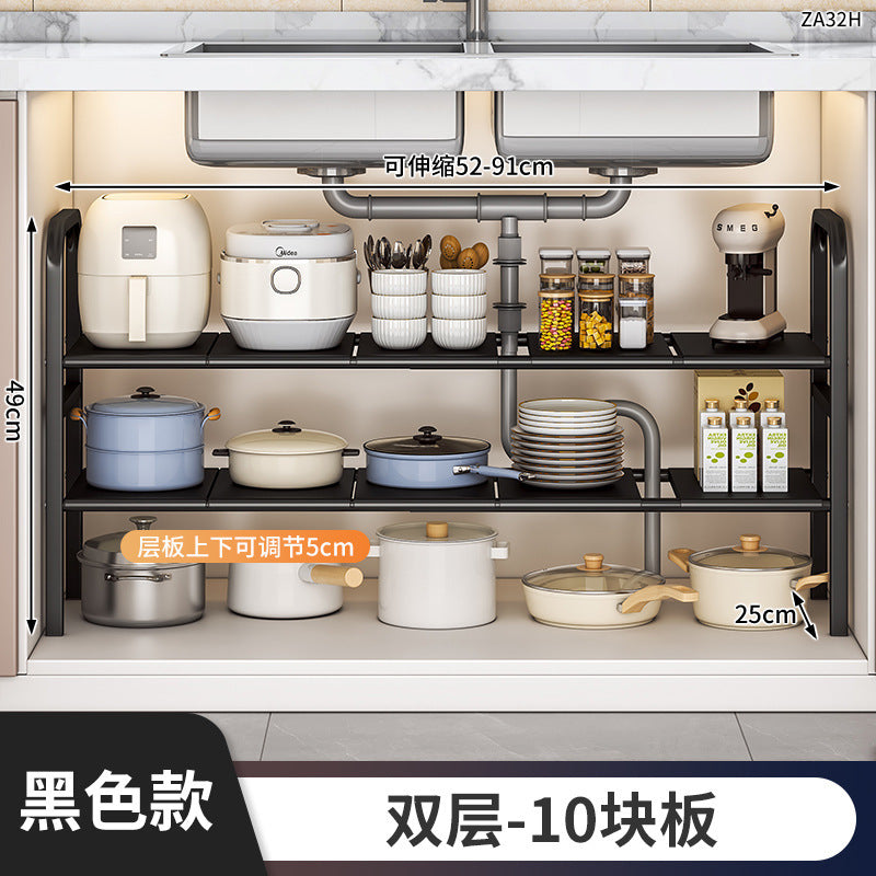 Under Sink Storage Rack Organizer Bathroom Cabinet Under Washbasin Kitchen Cabinet Inner Layered Bathroom Organizer Shelf