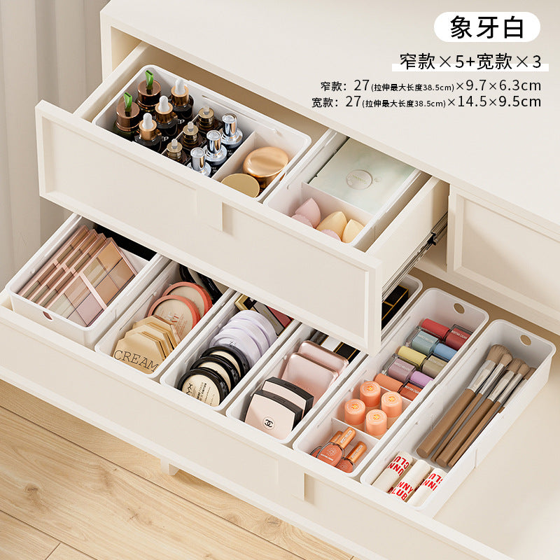 Drawer Storage Box Expandable Cabinet Divider Box Kitchen Tableware Desktop Cosmetics Miscellaneous Organizer Box