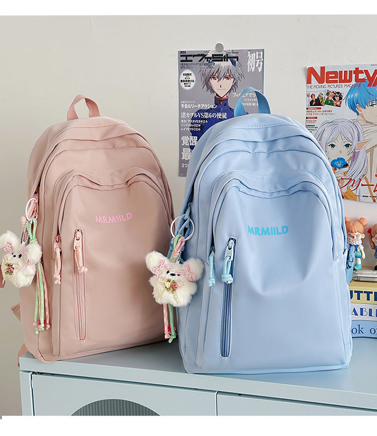 Large Capacity Backpack Women's New Fashion Simple School Bag Harajuku style solid color travel backpack for middle and high school students http://detail.1688.com/offer/967608488585.html