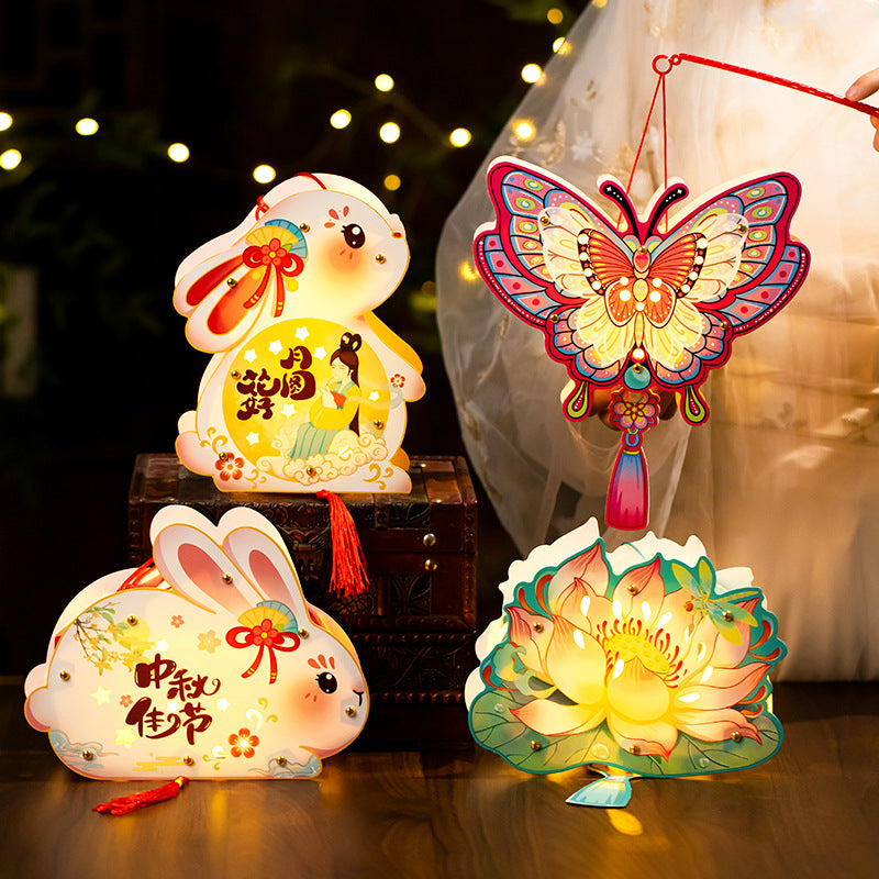 Mid-Autumn Festival Lantern2025New Rabbit Lantern Handmade diy Material Package Children's Portable Glowing Cartoon Palace Lantern