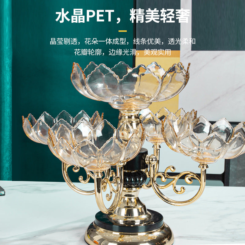 Fruit Plate Household Multi-layer Rotating Fruit Plate Living Room Fruit Plate European-style Light Luxury Crystal Plate Anti-Fall