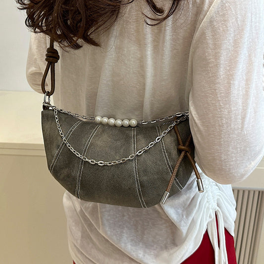 French Niche Ox Horn Bag for Women Shoulder Bag2025New Fashion Dumpling Bag Versatile Simple Crossbody Bag Export