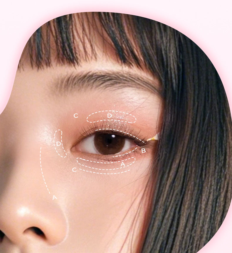 Liangni Shi Four-Color Eyeshadow Palette for Brightening, Pearlescent Glitter, Contouring, and Eyeliner Rouge2437