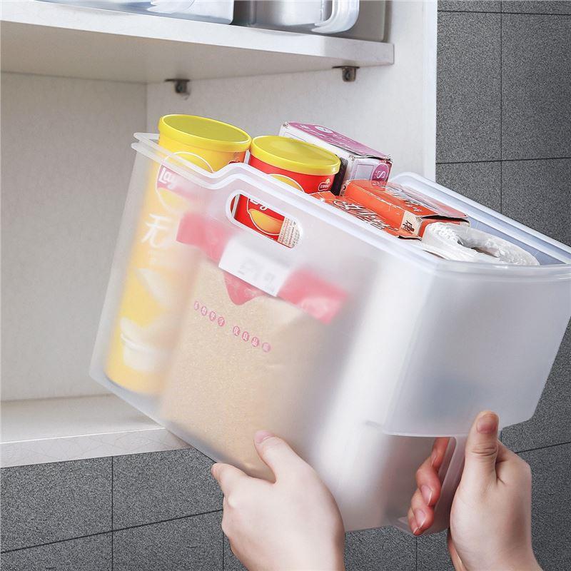 Kitchen Cabinet Storage Box Hanging Cabinet Organizer Handle Refrigerator Transparent Storage Basket with Handle High Storage Box