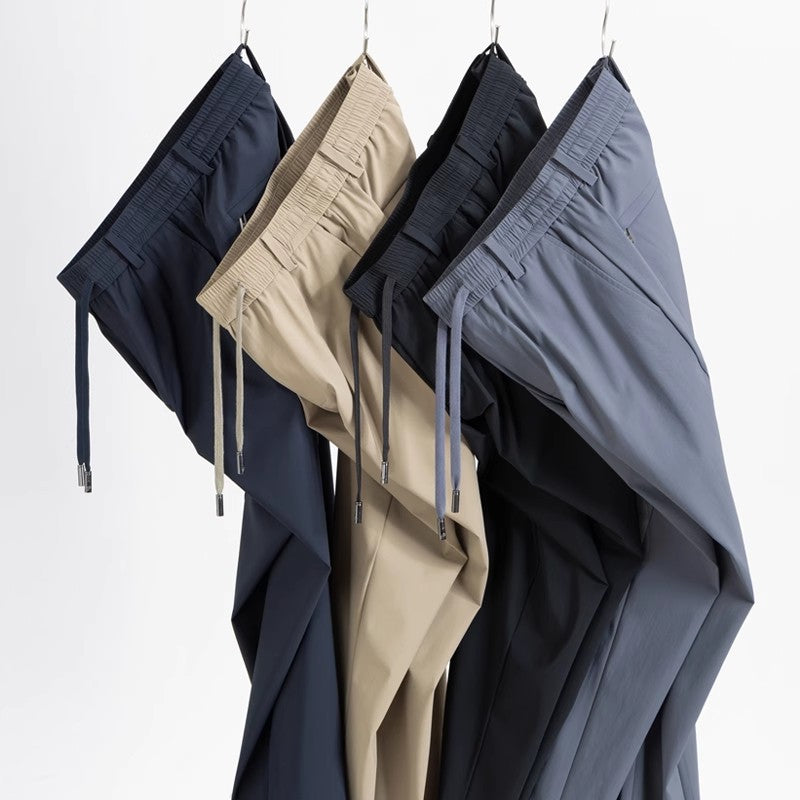 Ice Silk Men's Pants2025New Men's Casual Pants Summer Thin Loose Straight Sports Pants Quick-Dry Trousers