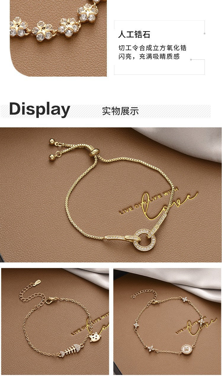 Korean Versatile Pearl Bracelet for Women ins Niche Style High-End Titanium Steel Bracelet Couple Bracelets Wholesale