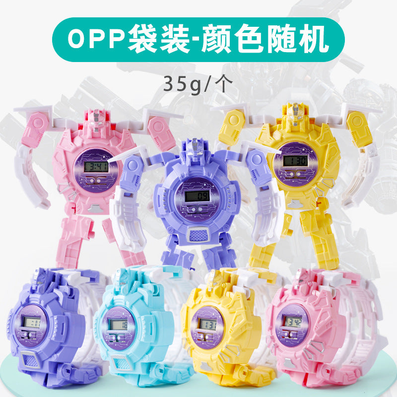 Children's Transforming Watch Electronic Watch Boys and Girls Robot Transforming Internet Celebrity Gift Kids Elementary School Student Gift Prize