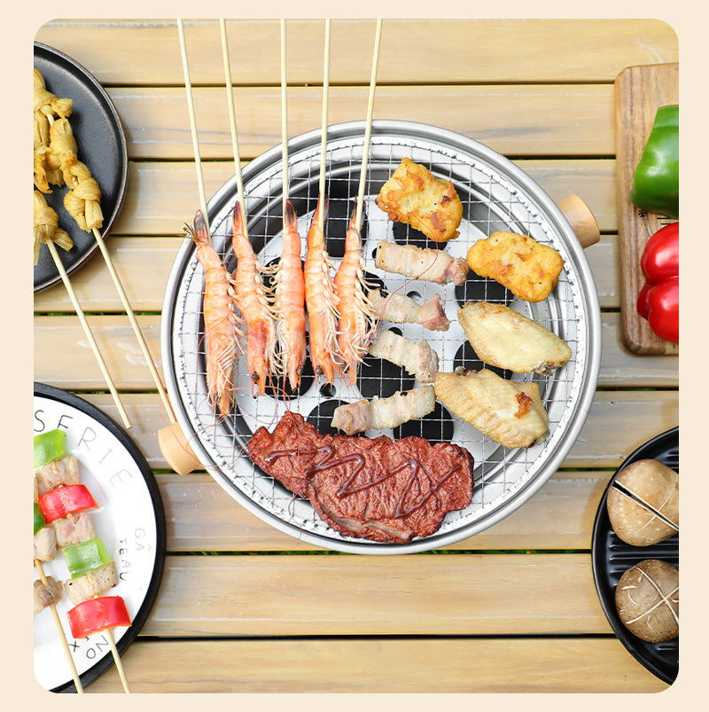 Factory Direct Sale Stainless Steel Charcoal Grill Portable Charcoal Fire BBQ Grill Outdoor Camping Home Indoor BBQ Rack