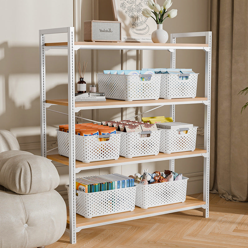 Japanese Style Kitchen Plastic Storage Basket Household Hollow Out Organizer Storage Box Handheld Bathroom Desktop Cosmetic Storage Basket