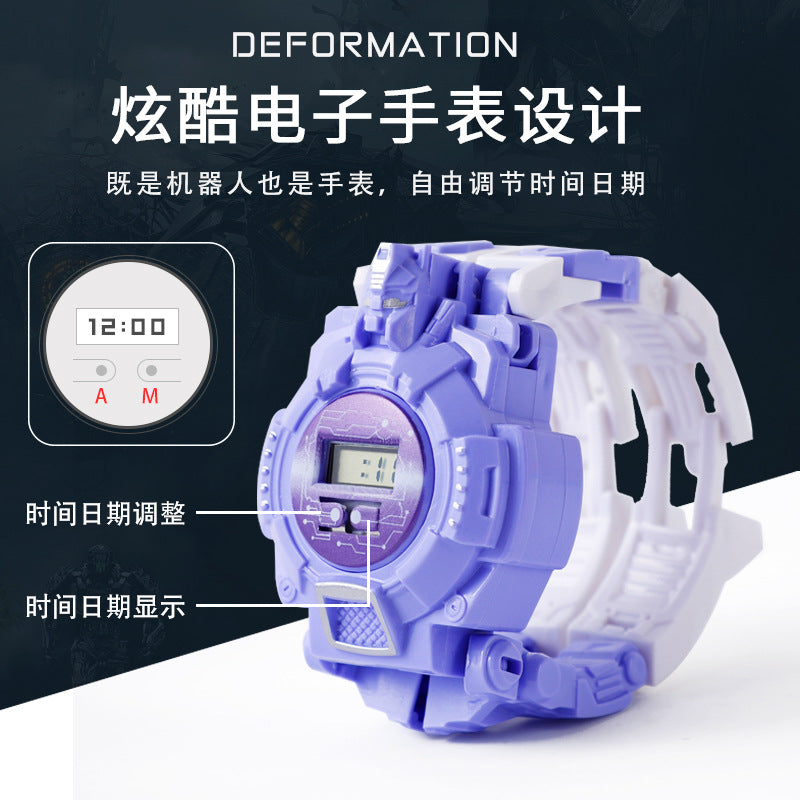 Children's Transforming Watch Electronic Watch Boys and Girls Robot Transforming Internet Celebrity Gift Kids Elementary School Student Gift Prize