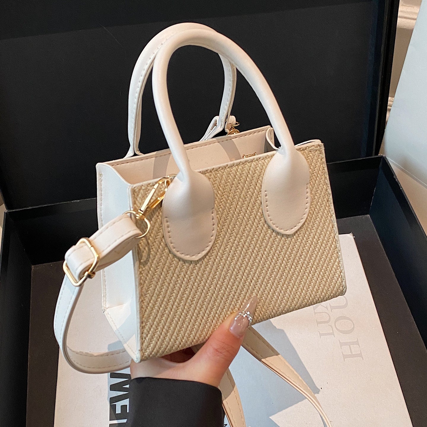 Korean Style Simple Crossbody Personality Small Square Bag2024Summer new style casual stylish single-shoulder bag corduroy handbag