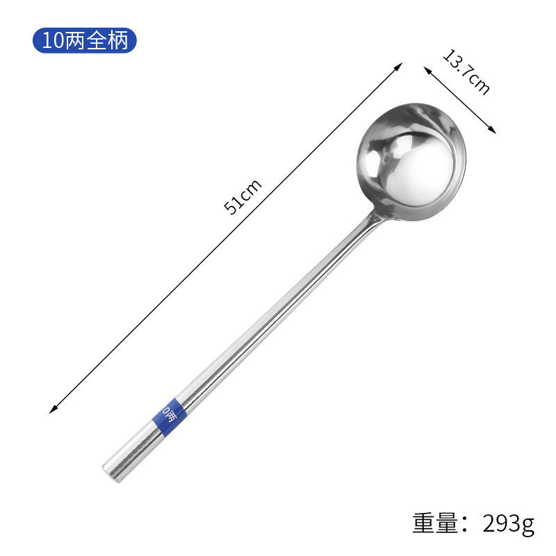 Stainless Steel Stir-Fry Spoon Chef's Stirring Spoon Long Handle Soup Spoon Serving Spoon Stir-Fry Spoon Kitchen Spatula Wooden Handle Pot Spatula Spoon
