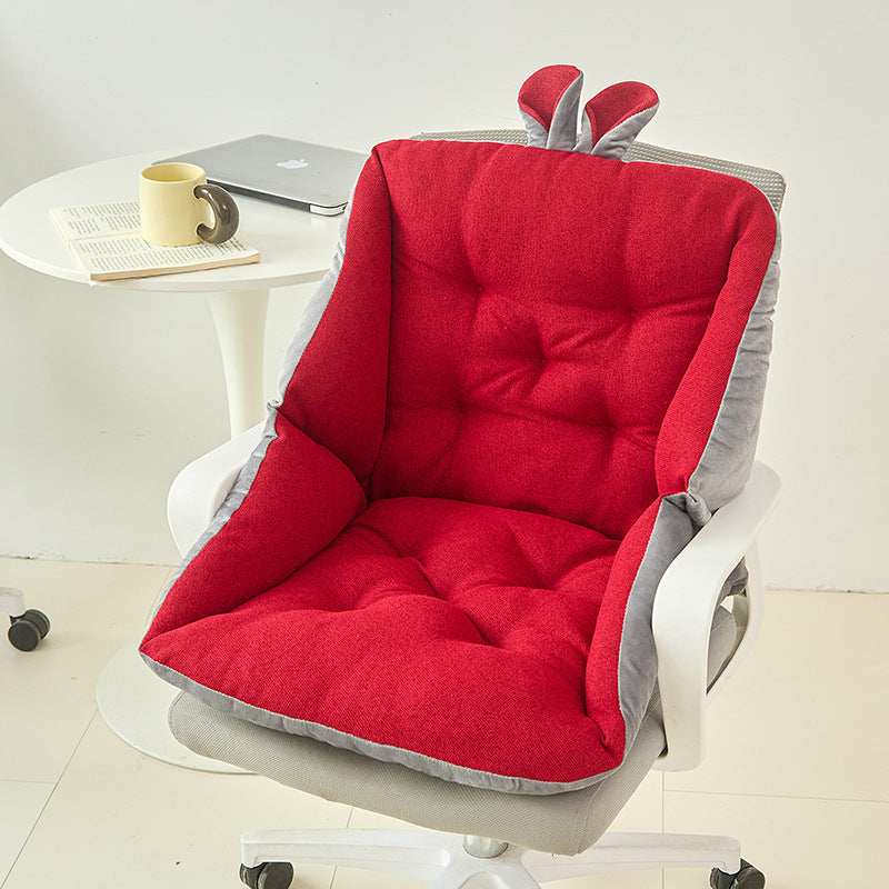 Thickened Seat Cushion and Back Cushion Integrated Ear Thick Cloth Cotton Linen Office Computer Chair Cushion Student Butt Cushion All Seasons