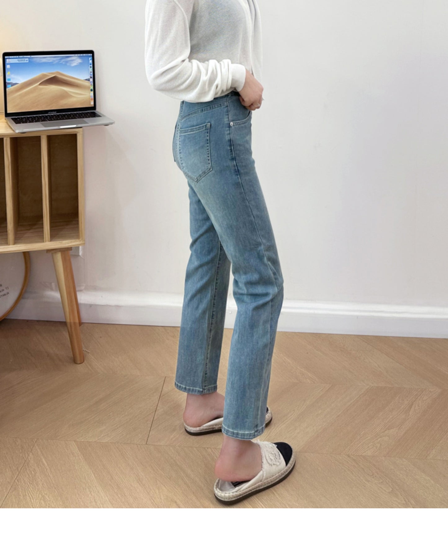 Thin and Soft Mask Pants!Summer Thin Jeans for Women Slimming Petite Nine-point Narrow Straight-leg Pants