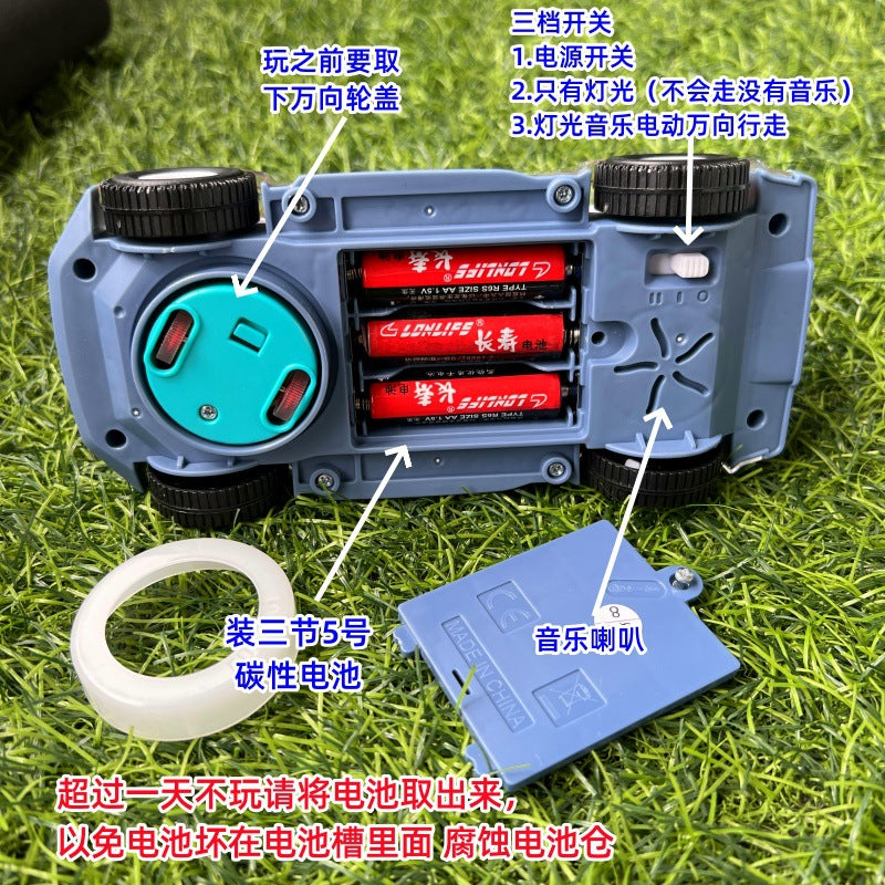 Mid-Autumn Festival Gift for Babies: Handheld Music Toy Car Lantern, Children's Electric Transparent Gear Flashing Police Car Lantern